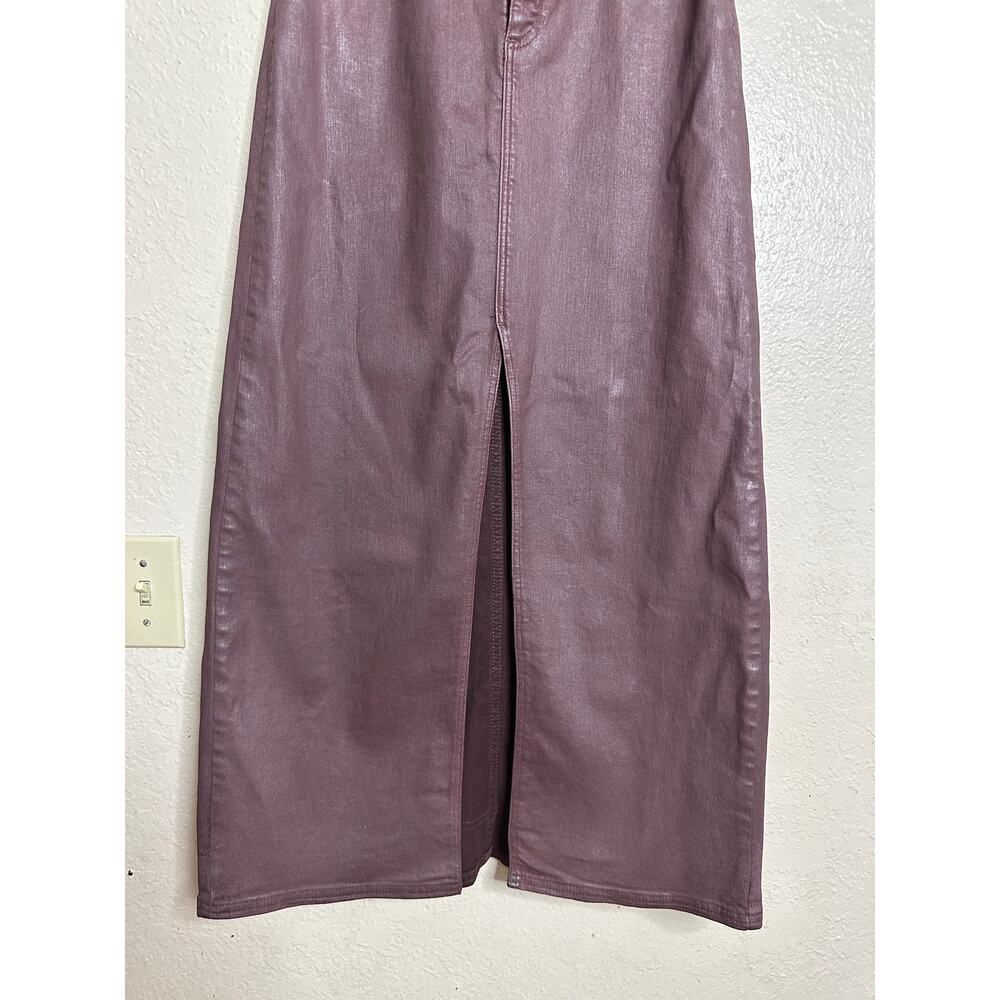 Pilcro The Madi Front-Slit Denim Maxi Skirt in Wine size 4 Waxed Coated - Picture 7 of 12
